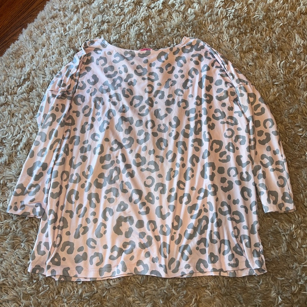 Pink Lily long sleeve pink and gray cheetah print